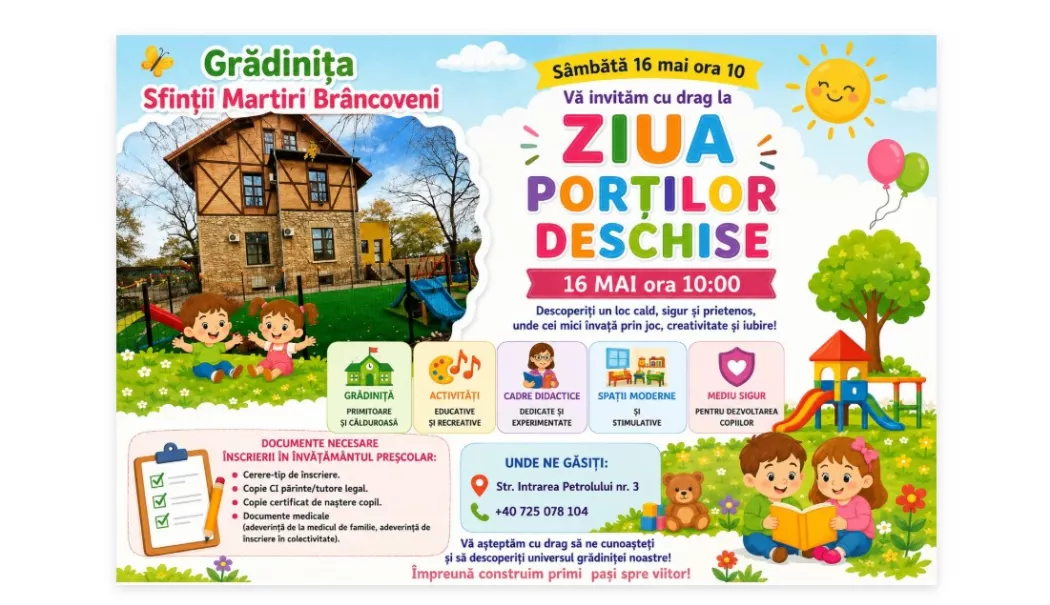 Ziua Porților Deschise la Grădinița „Sfinții Martiri Brâncoveni” – un pas important pentru viitorul copilului dumneavoastră