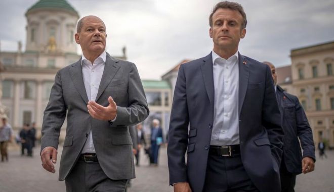 Cancelarul Scholz l-a plimbat pe preşedintele Macron prin Potsdam, înaintea unei cine de lucru - 1-1686124426.jpg