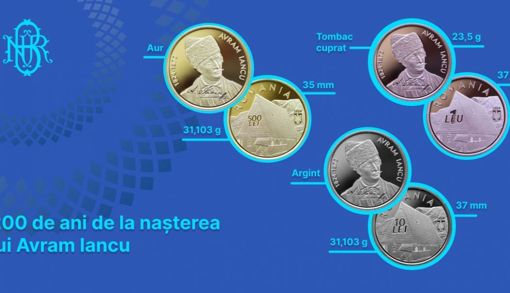 BNR Constanţa: Se lansează în circuitul numismatic monede cu tema 200 de ani de la naşterea lui Avram Iancu
