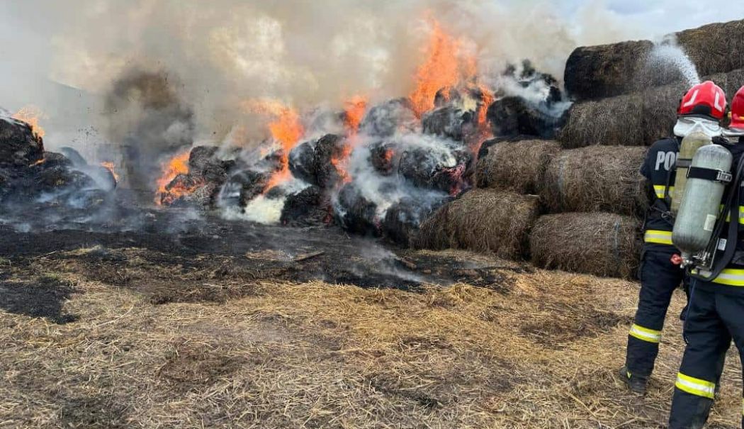 Incendiu în comuna Chirnogeni! Mai mulți baloțu au fost cuprinși de flăcări - 1-1750592807.jpeg