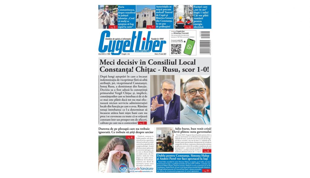 Iată titlurile zilei din data de 27 IUNIE ale ziarului CUGET LIBER! - 1-1750959249.jpg