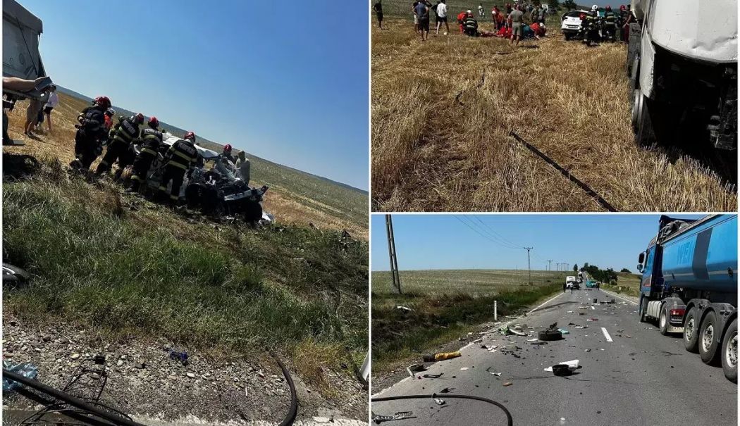 Mașină în flăcări, după impactul cu un TIR. Un mort, o mamă și fetițele de 7 și 12 ani, inconștiente - 1-1755169769.jpg