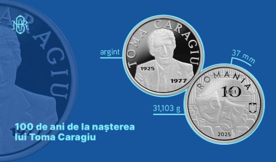 BNR: Monedă din argint cu tema 100 de ani de la naşterea lui Toma Caragiu, lansată în circuitul numismatic - 1-1758289356.jpg