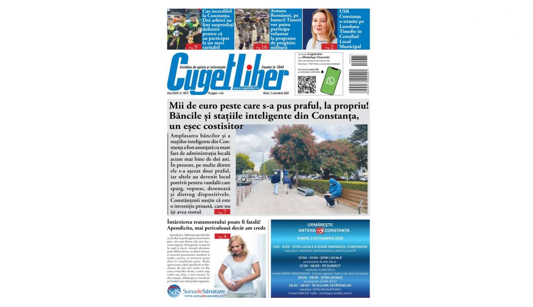 Iată titlurile zilei din data de 3 OCTOMBRIE ale ziarului CUGET LIBER! - 1-1759426638.jpg