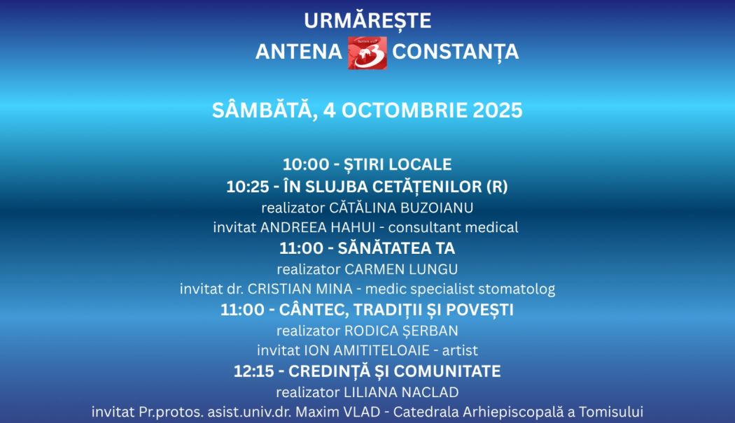 Programul zilei de sâmbătă, 4 octombrie, la Antena 3 Constanța - 1-1759508907.jpg