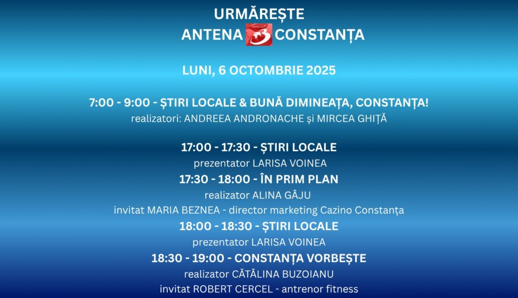 Programul zilei de luni, 6 octombrie, la Antena 3 Constanța - 1-1759757431.jpg