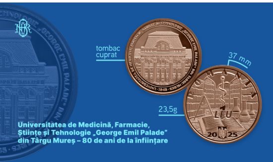 BNR: Monedă dedicată Universității „George Emil Palade“ din Târgu Mureș, lansată în circuitul numismatic - 1-1763379233.jpg