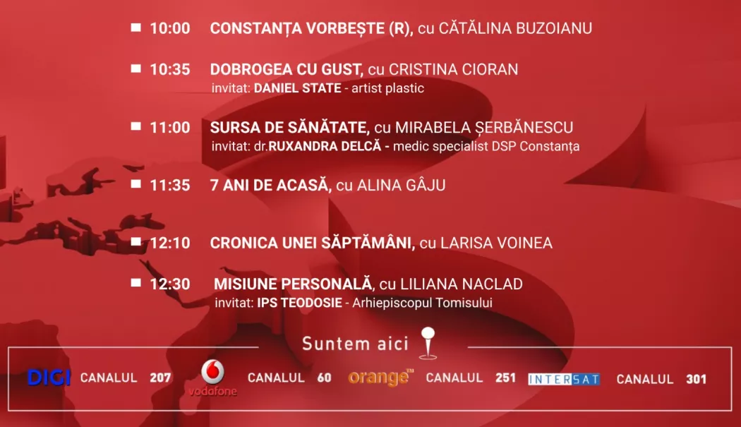 Programul zilei de sâmbătă, 13 decembrie, de la Antena 3 Constanța - 1-1765560319.webp