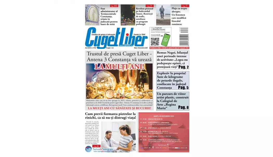Iată titlurile zilei din data de 30 DECEMBRIE ale ziarului CUGET LIBER! - 1-1767033887.webp