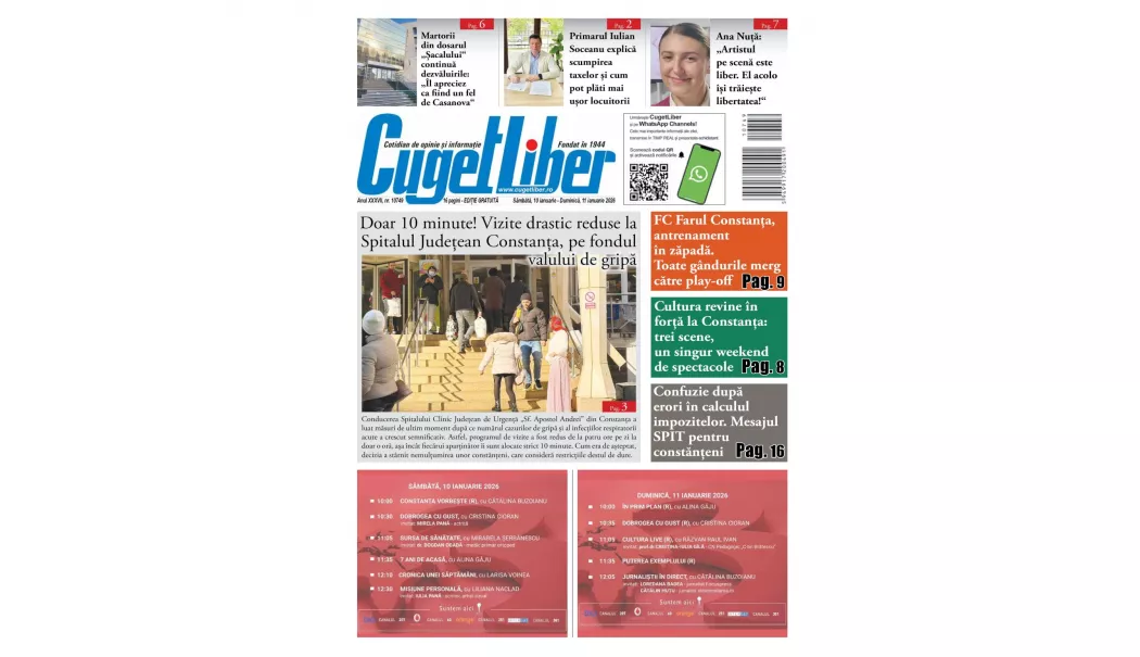 Iată titlurile din acest WEEKEND ale ziarului CUGET LIBER!