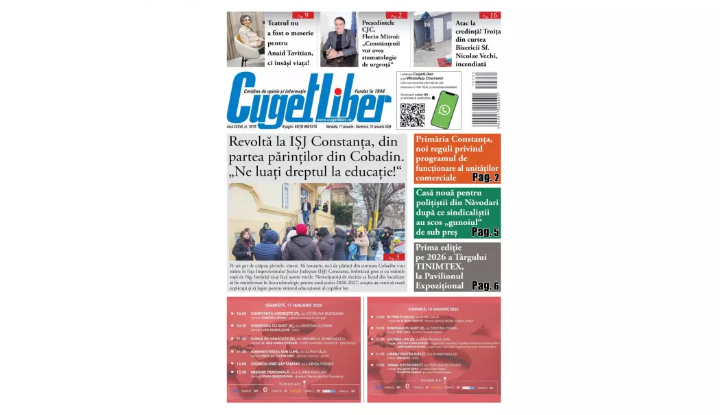 Iată titlurile din acest WEEKEND ale ziarului CUGET LIBER! - 1-1768586994.webp