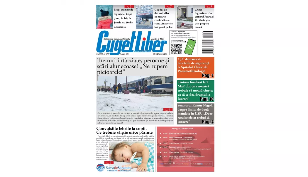 Iată titlurile zilei din data de 20 IANUARIE ale ziarului CUGET LIBER! - 1-1768849361.webp
