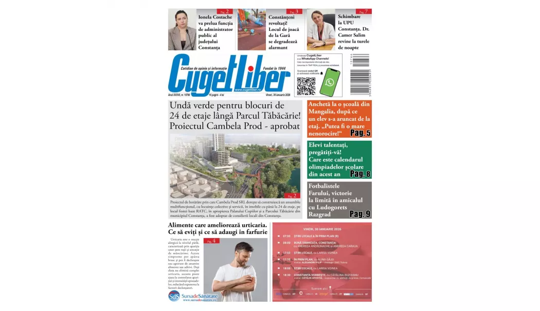 Iată titlurile zilei din data de 30 IANUARIE ale ziarului CUGET LIBER! - 1-1769709482.webp