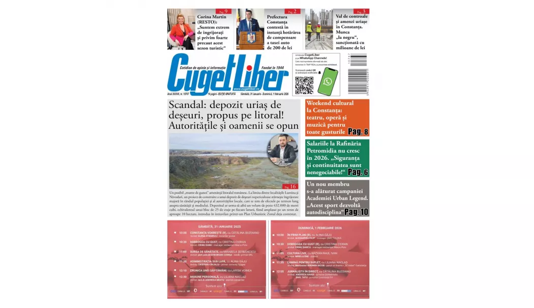 Iată titlurile din acest WEEKEND ale ziarului CUGET LIBER! - 1-1769796169.webp