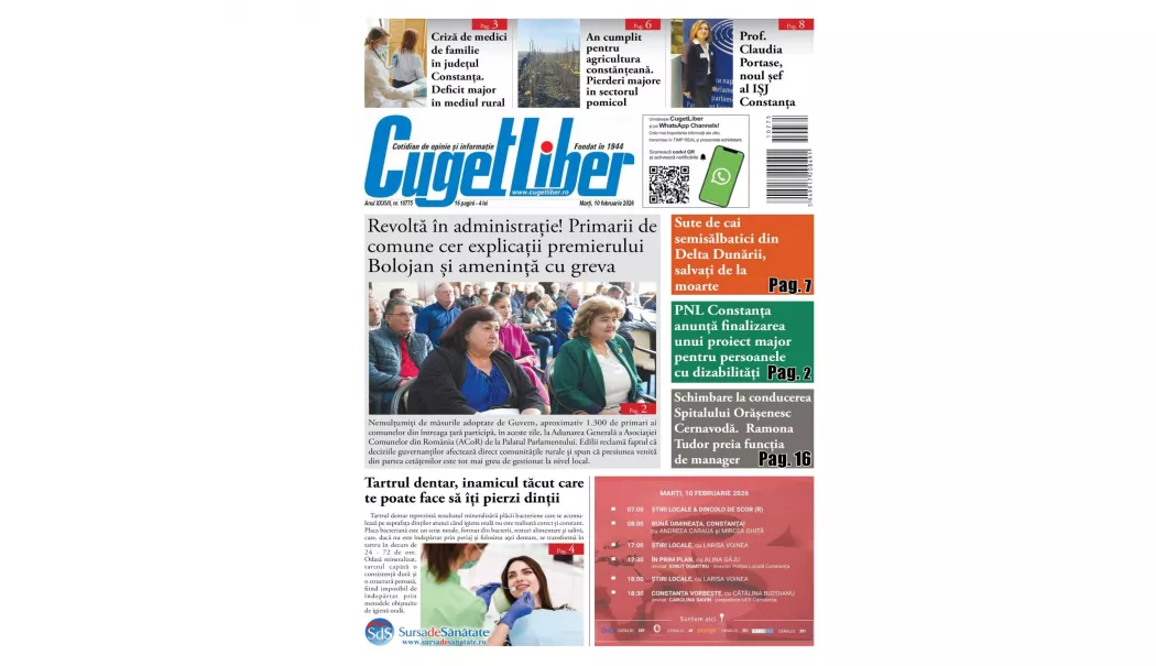 Iată titlurile zilei din data de 10 FEBRUARIE ale ziarului CUGET LIBER!