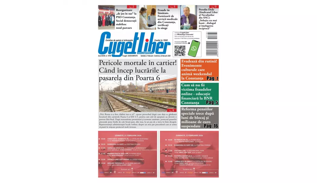 Iată titlurile din acest WEEKEND ale ziarului CUGET LIBER! - 1-1771608904.webp