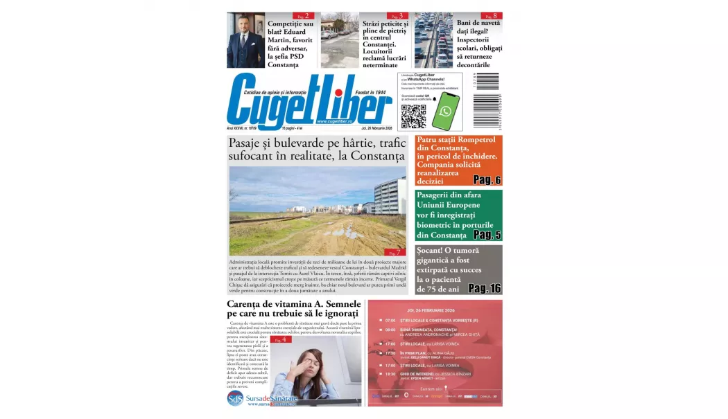 Iată titlurile zilei din data de 26 FEBRUARIE ale ziarului CUGET LIBER! - 1-1772045615.webp