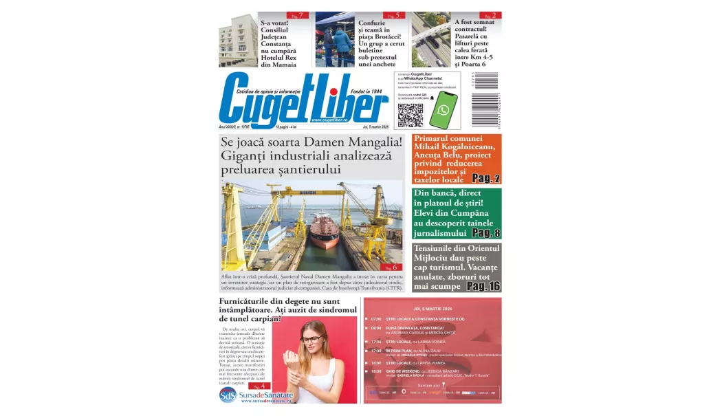 Iată titlurile zilei din data de 5 MARTIE ale ziarului CUGET LIBER! - 1-1772642515.webp