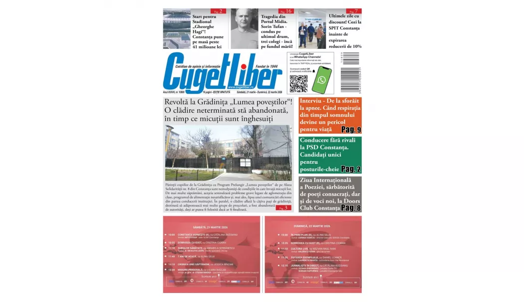 Iată titlurile din acest WEEKEND ale ziarului CUGET LIBER! - 1-1774027609.webp