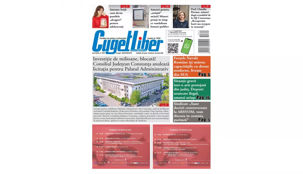 Iată titlurile din acest WEEKEND ale ziarului CUGET LIBER! - 1-1774634217.webp