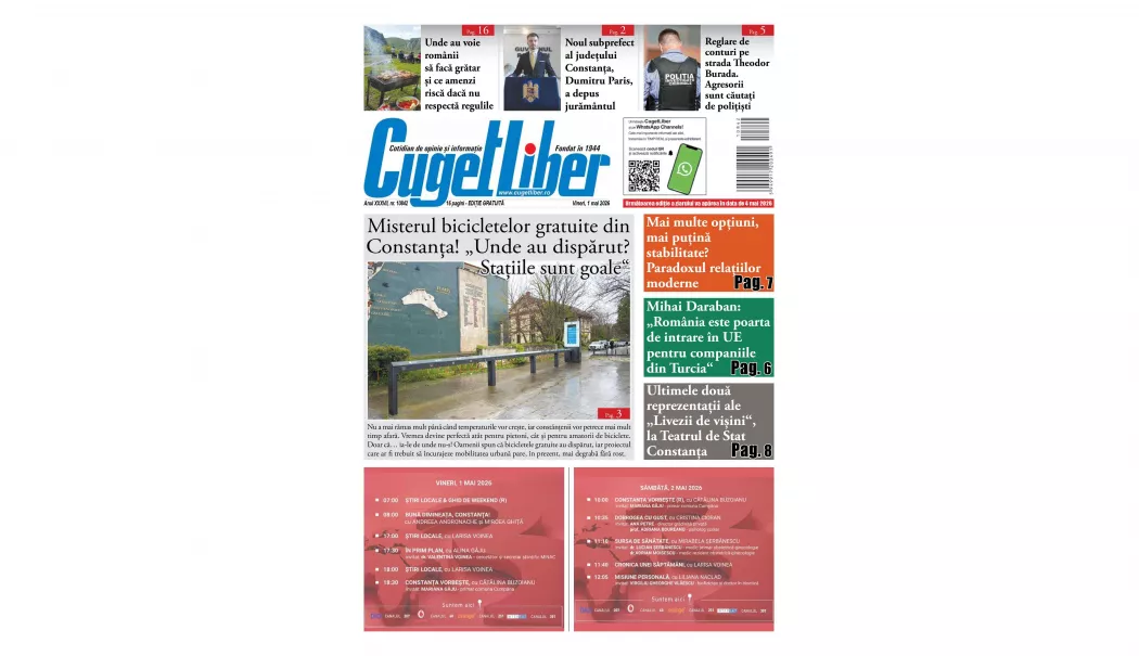 Iată titlurile din acest WEEKEND ale ziarului CUGET LIBER! - 1-1777571059.webp