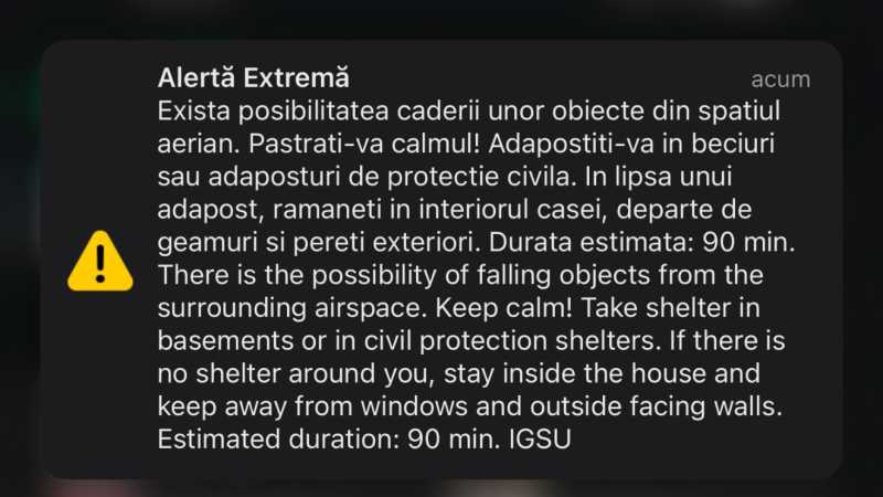 Mesaj RO-Alert în nordul judeţului Tulcea. 