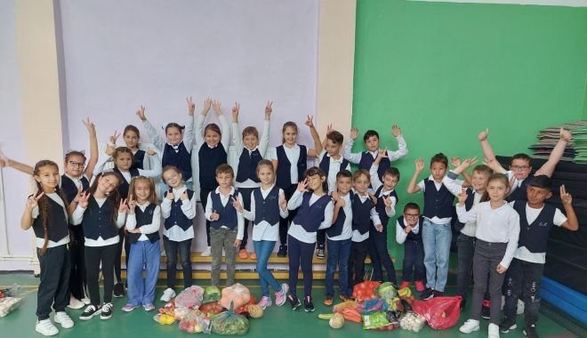 Elevii voluntari ai Școlii ”Grigore Moisil” din Năvodari au donat aproape trei tone de legume și fructe - 31245071064359159729304543086247-1666514472.jpg