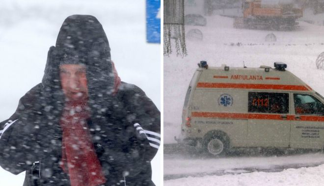 A rămas înzăpezit cu mașina și a plecat pe jos spre casă. Salvat de polițiști, bărbatul a ajuns la spital