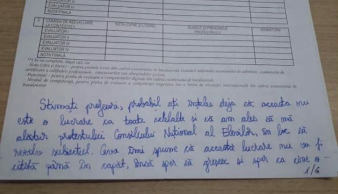 Simulare BAC 2019. Imagine virală, cu lucrarea unei eleve. Ce a mesaj le-a transmis aceasta profesorilor - 62033860-1554103263.jpg