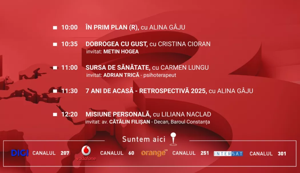 Programul zilei de sâmbătă, 27 decembrie, de la Antena 3 Constața - 625fcba76c434d48a47ec7b54a29f90d-1766767914.webp