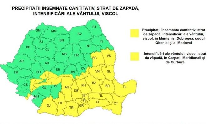 Iarna revine în forță în Dobrogea. ANM anunță ninsori, vânt puternic și temperaturi negative