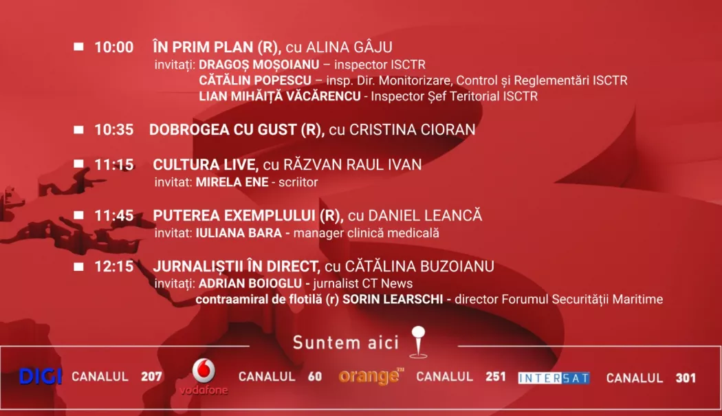 Foto - Programul zilei de duminică, 14 iunie, de la Antena 3 Constanța
