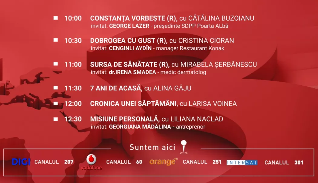 Programul zilei de sâmbătă, 24 ianuarie, de la Antena 3 Constanța - 83603127e5dc4282b0d3b4a1ed1b3a14-1769190958.webp