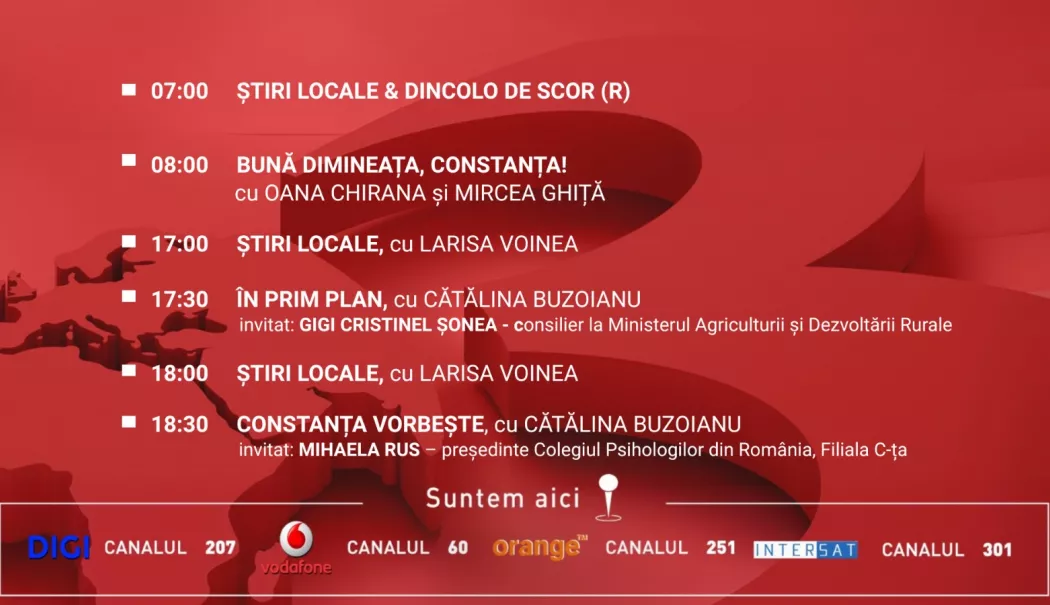 Programul zilei de marți, 2 iunie, de la Antena 3 Constanța