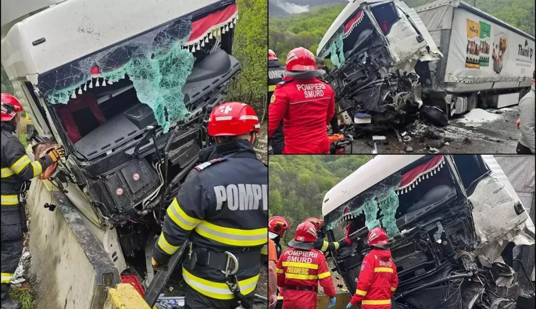 Impact puternic între două TIR-uri. O victimă a rămas încarcerată - accident-tiruri-1776690440.webp