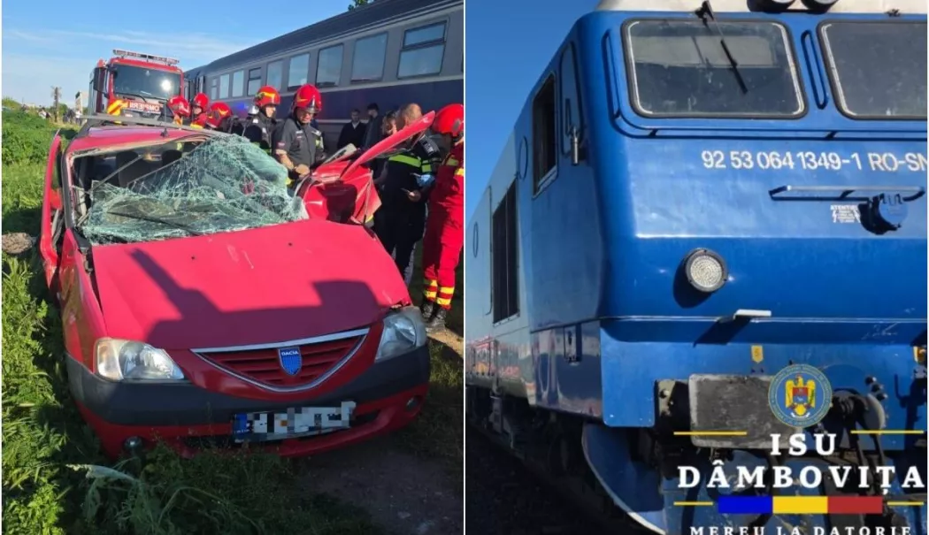 Șoferiță ucisă după ce mașina i-a fost spulberată de tren. Aproximativ 100 de călători se aflau în garnitură