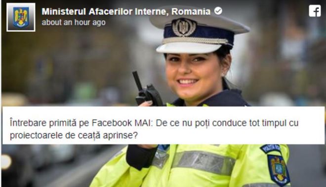 Cum a răspuns MAI pe Facebook la întrebarea: 