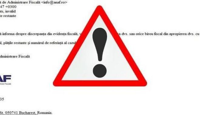 ANAF avertizează cu privire la mesajele false referitoare la RO e-Factura, transmise în numele instituţiei - anaf-1703697669.jpg