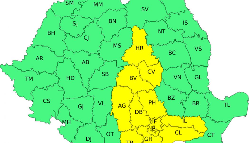 ANM a emis un nou cod galben de ger. Sunt vizate mai multe județe - anm-nou-cod-galben-1740390514.png