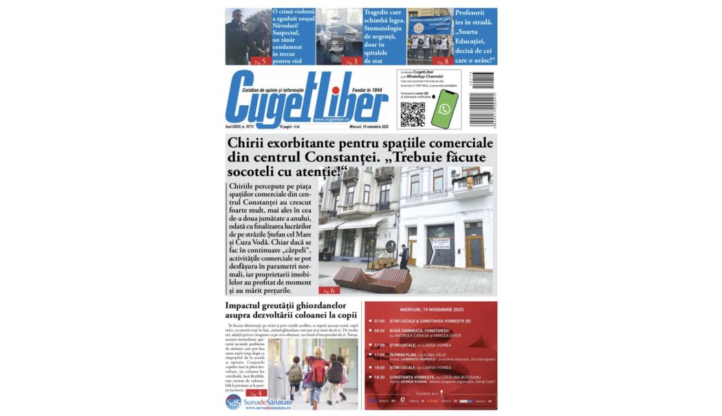Iată titlurile zilei din data de 19 NOIEMBRIE ale ziarului CUGET LIBER! - b52a369212c9424ea5c553e6f560192b-1763501530.jpeg