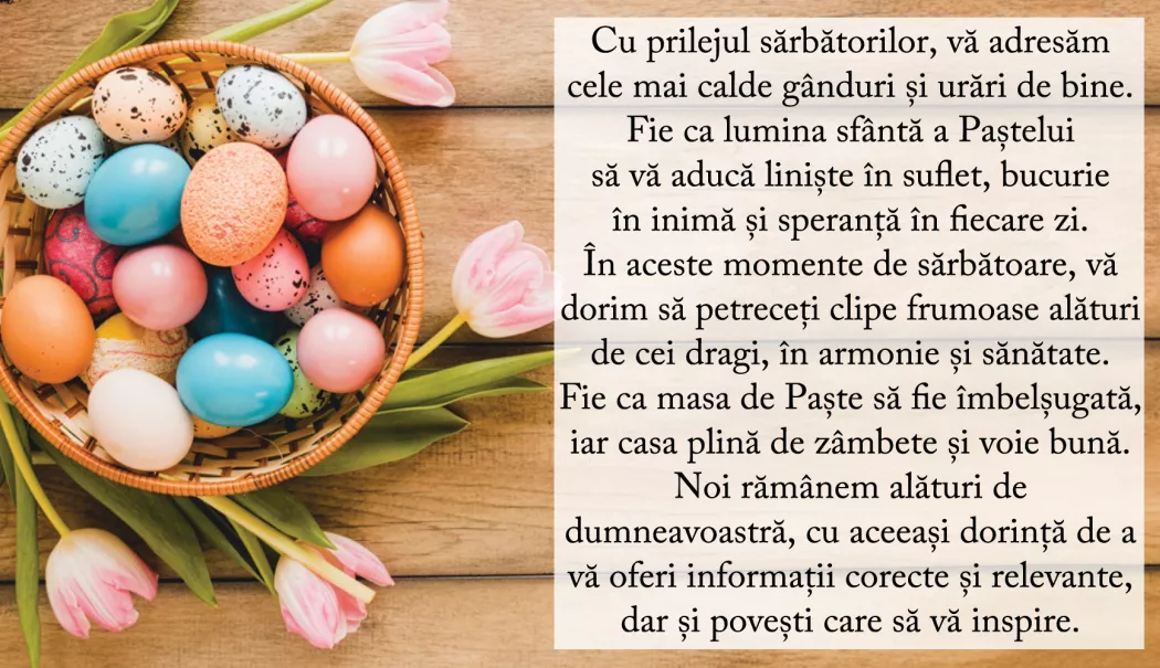 Redacția „Cuget Liber“ urează tuturor cititorilor și colaboratorilor PAȘTE FERICIT!