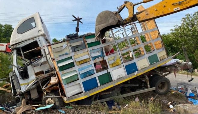 Camion plin cu stupi de albine, spulberat de un tren cu doi călători - camionstupialbinespulberattrendo-1621668003.jpg