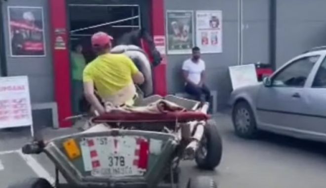 Un agent de pază a intrat cu calul și căruța în magazinul unde lucra - caruta-1659021869.jpg