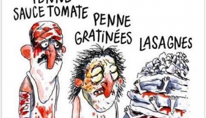 Italienii, înfuriați de o caricatură  din Charlie Hebdo în care  victimele cutremurului  sunt prezentate ca varietăți de paste - charliehebdocaricatura-1473169469.jpg