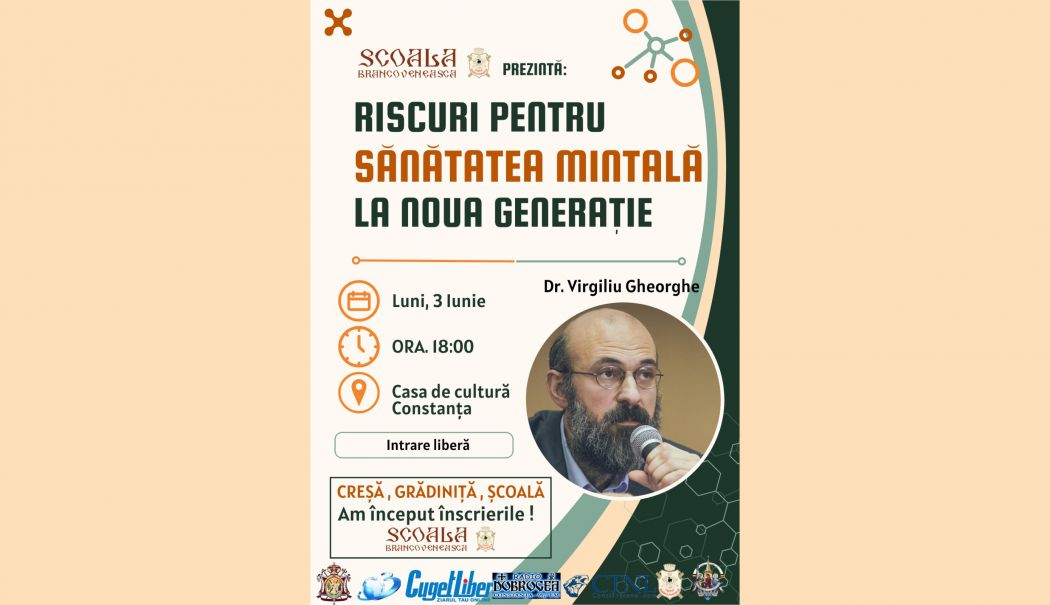 Școala Brâncovenească te invită la conferința „Riscuri pentru sănătatea mintală la noua generație"