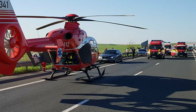 Șapte persoane rănite într-un accident pe A1. A fost solicitat elicopterul SMURD - elicopter-1565538930.jpg