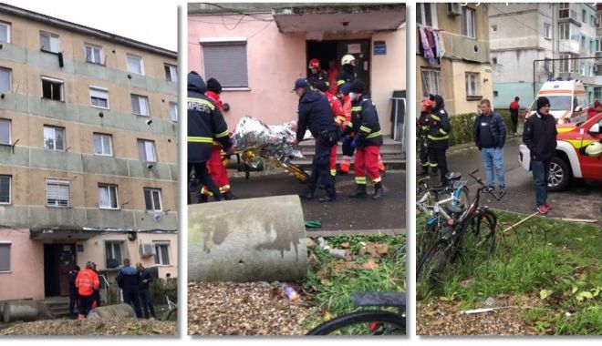 EXPLOZIE ÎNTR-UN BLOC! Zeci de garsoniere afectate, o persoană cu arsuri