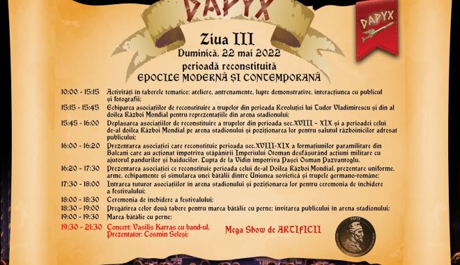 Iată programul de astăzi la Festivalul de Jocuri și Reconstituiri Istorice – DAPYX, Medgidia 2022 - festival-1653201158.jpg