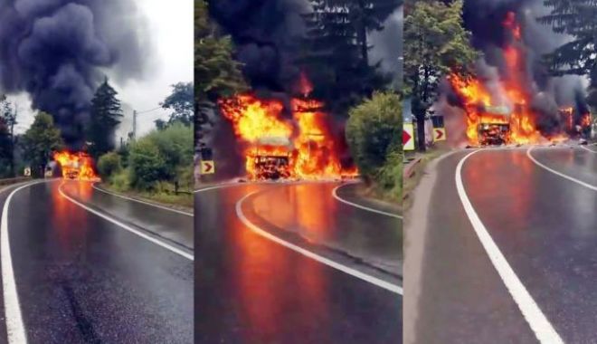 Accident grav! Șoferii a două TIR-uri au murit, după ce vehiculele s-au ciocnit frontal și apoi au luat foc - foc-1549007656.jpg