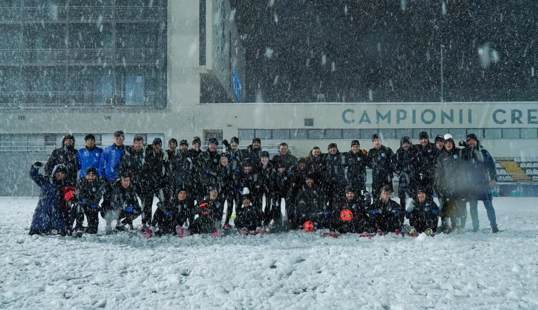 FC Farul Constanța, antrenament în zăpadă. Toate gândurile merg către play-off
